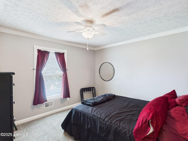 6408 Autumn Oak Way, Louisville, KY 40272 - carpeted bedroom featuring ornamental molding, a textured ceiling, and ceiling fan
