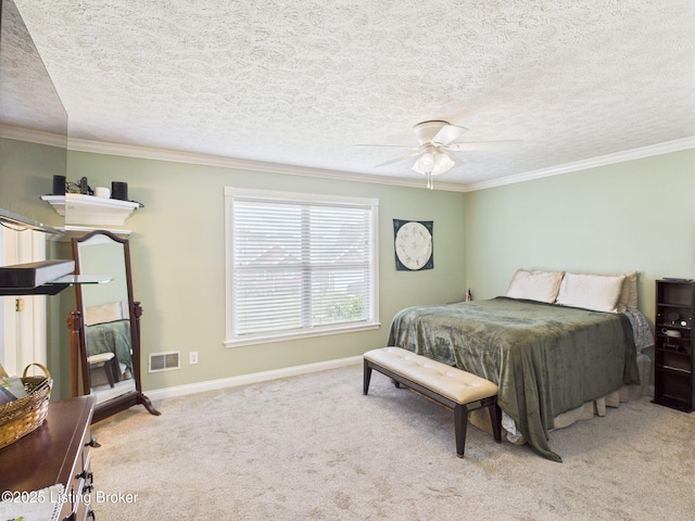 6408 Autumn Oak Way, Louisville, KY 40272 - bedroom with ornamental molding, carpet, a textured ceiling, and ceiling fan