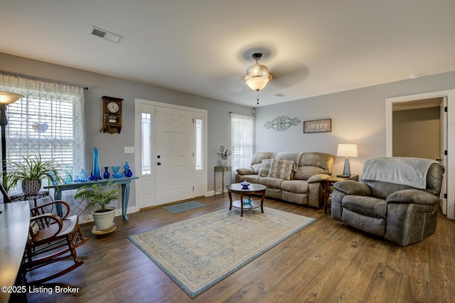 126 Shallow Springs Ct, Bardstown, KY 40004 - living area with healthy amount of natural light, hardwood / wood-style flooring, and a ceiling fan