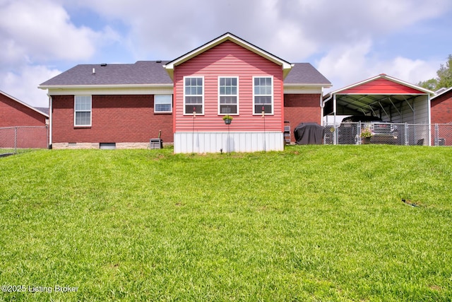 126 Shallow Springs Ct, Bardstown, KY 40004 - back of house with a detached carport, brick siding, and roof with shingles