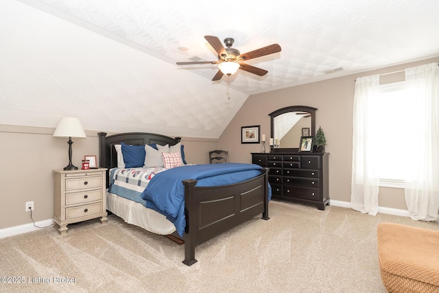 3511 Hardwood Forest Dr, Louisville, KY 40214 - bedroom with light carpet, a ceiling fan, and vaulted ceiling