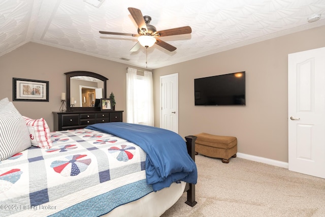 3511 Hardwood Forest Dr, Louisville, KY 40214 - bedroom with carpet flooring, a ceiling fan, and lofted ceiling