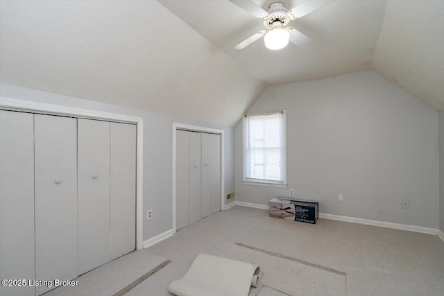 570 Sulphur Rd, Smiths Grove, KY 42171 - additional living space with vaulted ceiling, carpet floors, and a ceiling fan