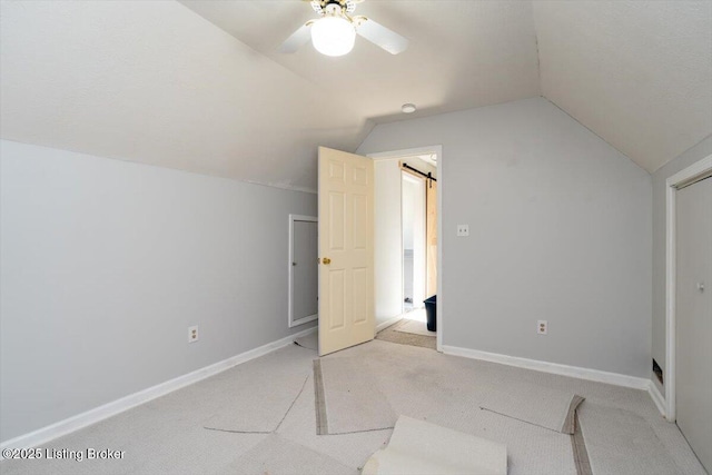 570 Sulphur Rd, Smiths Grove, KY 42171 - additional living space featuring vaulted ceiling, light carpet, and a ceiling fan