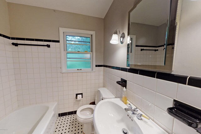 9212 Preston Hwy, Louisville, KY 40229 - full bath with tile walls, a shower, a bathtub, and wainscoting