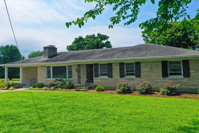 9212 Preston Hwy, Louisville, KY 40229 - ranch-style home featuring a chimney, a front yard, and roof with shingles