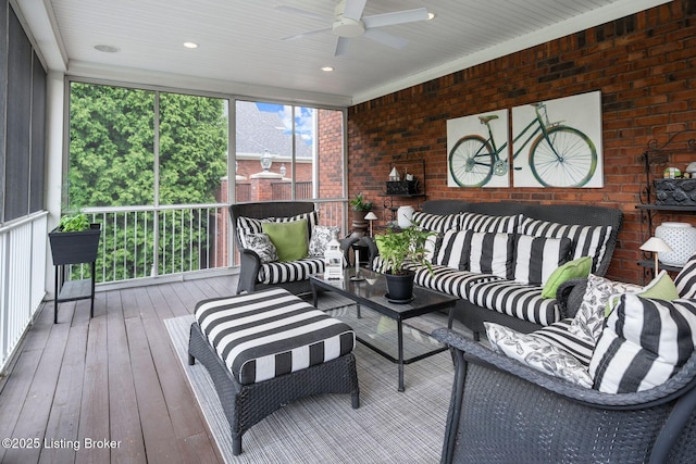 12812 Ridgemoor Dr, Prospect, KY 40059 - sunroom / solarium with outdoor lounge area and a ceiling fan