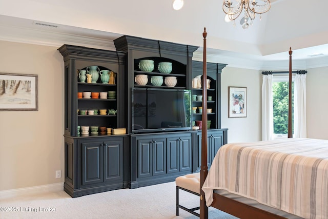 12812 Ridgemoor Dr, Prospect, KY 40059 - bedroom featuring crown molding and a chandelier