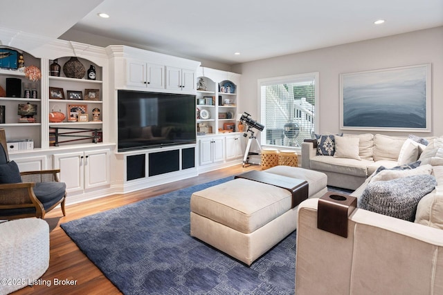 12812 Ridgemoor Dr, Prospect, KY 40059 - living room featuring wood finished floors and recessed lighting
