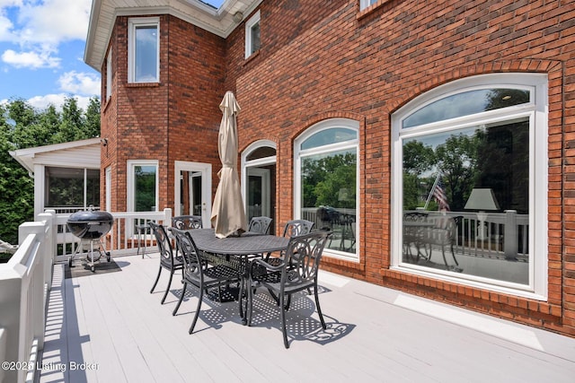 12812 Ridgemoor Dr, Prospect, KY 40059 - deck with outdoor dining area and a grill