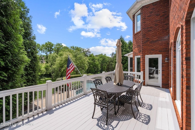 12812 Ridgemoor Dr, Prospect, KY 40059 - wooden deck featuring outdoor dining area