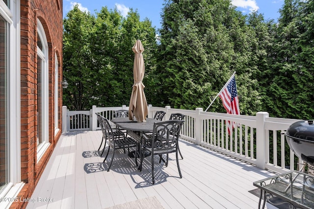 12812 Ridgemoor Dr, Prospect, KY 40059 - wooden terrace with outdoor dining space