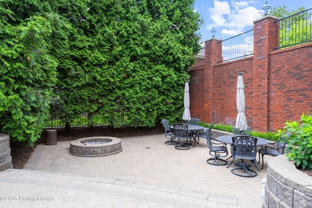 12812 Ridgemoor Dr, Prospect, KY 40059 - view of patio / terrace featuring an outdoor fire pit and outdoor dining area