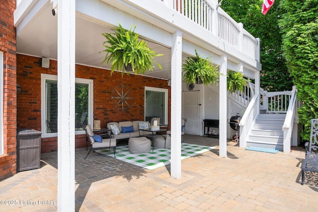 12812 Ridgemoor Dr, Prospect, KY 40059 - view of patio / terrace featuring an outdoor living space and stairs