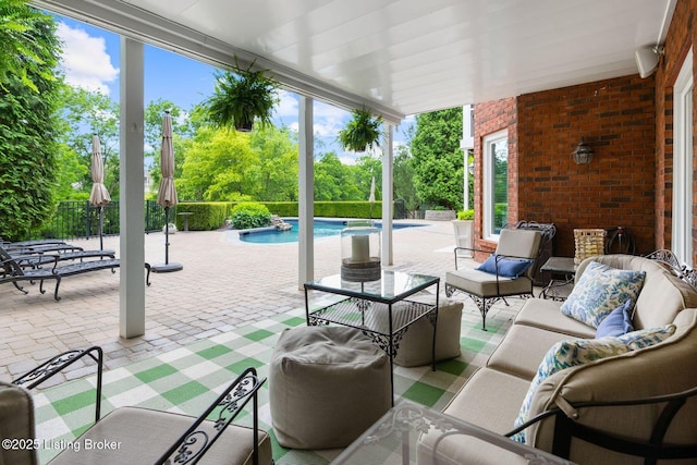 12812 Ridgemoor Dr, Prospect, KY 40059 - view of patio featuring an outdoor hangout area and an outdoor pool