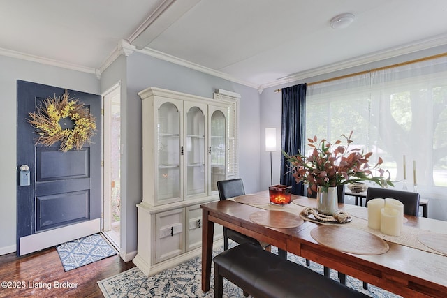 1301 Mark Trail Rd, Louisville, KY 40242 - dining area with ornamental molding and light wood finished floors