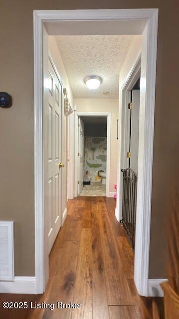 360 Grant Ridge Rd, Leitchfield, KY 42754 - corridor featuring wood finished floors and a textured ceiling