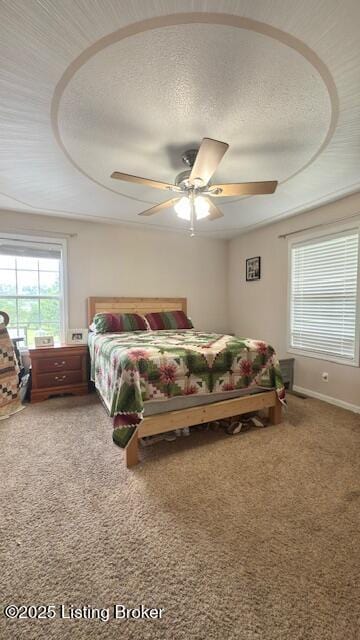 360 Grant Ridge Rd, Leitchfield, KY 42754 - carpeted bedroom featuring a textured ceiling and a ceiling fan