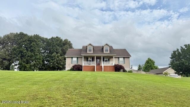 360 Grant Ridge Rd, Leitchfield, KY 42754 - cape cod home featuring covered porch and a front yard