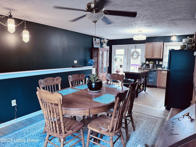 4021/2 Ripy St, Lawrenceburg, KY 40342 - dining area with a ceiling fan, a textured ceiling, and light wood-style flooring