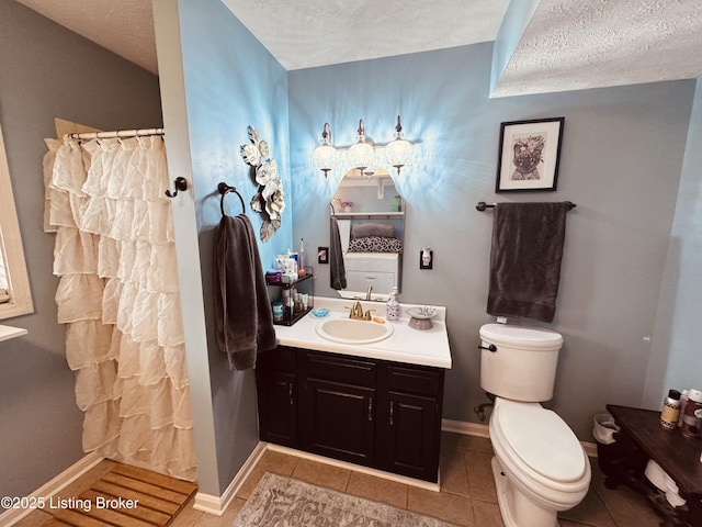 4021/2 Ripy St, Lawrenceburg, KY 40342 - bathroom with a textured ceiling, tile patterned flooring, vanity, and a shower with shower curtain
