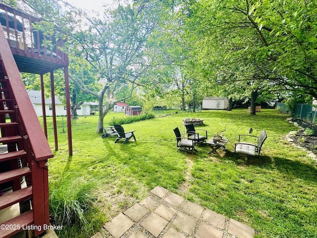 4021/2 Ripy St, Lawrenceburg, KY 40342 - view of yard featuring stairs, a shed, and a deck