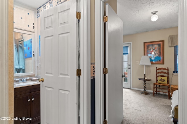 710 Victoria Ct, New Albany, IN 47150 - hall with carpet floors and a textured ceiling