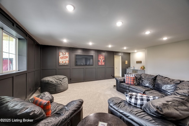 1605 Meremont Ridge Rd, Louisville, KY 40245 - living area featuring a decorative wall, carpet floors, and recessed lighting