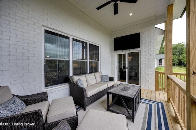 1605 Meremont Ridge Rd, Louisville, KY 40245 - deck with an outdoor living space and ceiling fan