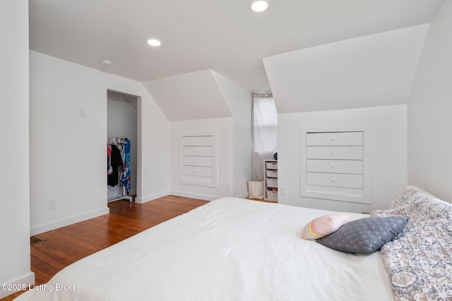 523 Fenley Ave, Louisville, KY 40222 - bedroom featuring wood finished floors, recessed lighting, vaulted ceiling, and a closet