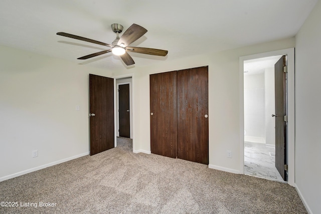 9313 Plumwood Pl, Crestwood, KY 40014 - unfurnished bedroom with carpet, a closet, ensuite bath, and a ceiling fan
