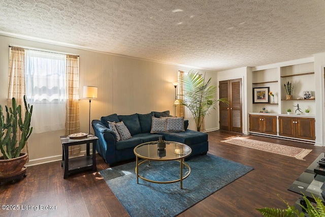 1824 Knollwood Rd, Louisville, KY 40207 - living area featuring dark wood-style floors and a textured ceiling