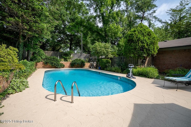 1824 Knollwood Rd, Louisville, KY 40207 - view of pool with a fenced backyard, a patio, and view of wooded area