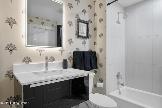 11403 River Beauty Loop, Prospect, KY 40059 - bathroom with vanity,  shower combination, and wallpapered walls
