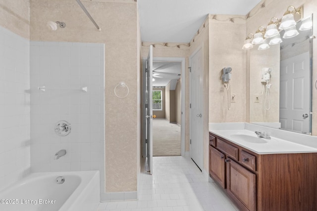 8001 Port Royal Ct, Louisville, KY 40291 - full bath featuring vanity, tile patterned floors, and shower / bathtub combination