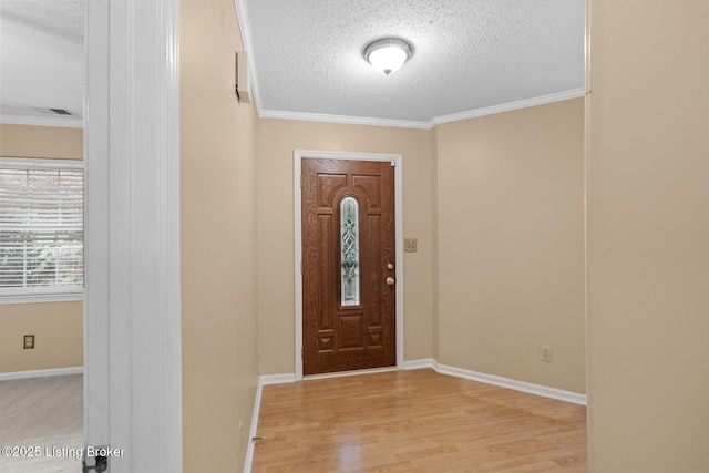 8001 Port Royal Ct, Louisville, KY 40291 - entryway with a textured ceiling, wood finished floors, and crown molding