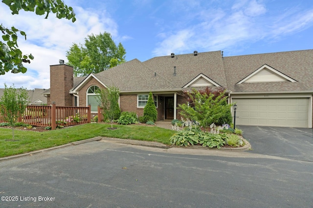 8001 Port Royal Ct, Louisville, KY 40291 - view of front facade featuring a garage, a shingled roof, brick siding, a front yard, and driveway