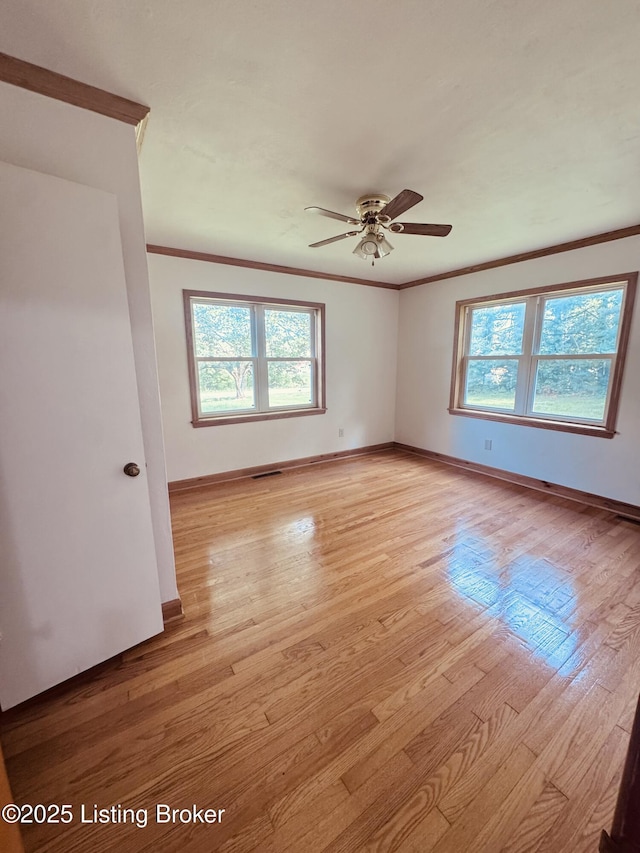 5019 S Wilson Rd, Elizabethtown, KY 42701 - unfurnished room with crown molding, plenty of natural light, light wood-style flooring, and ceiling fan