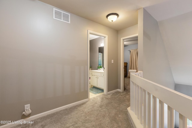 3506 Coventry Tee Ct, Louisville, KY 40241 - hallway with light carpet and an upstairs landing
