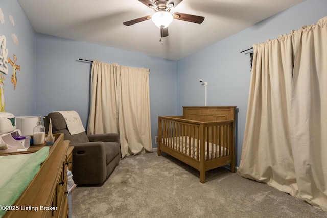 3506 Coventry Tee Ct, Louisville, KY 40241 - bedroom featuring carpet floors, a crib, and ceiling fan