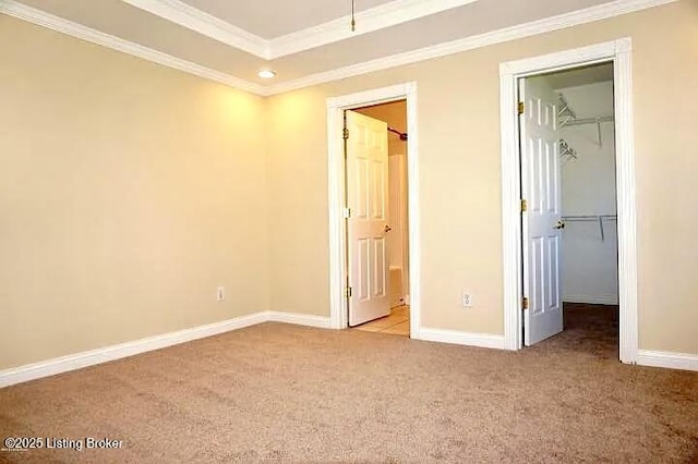 7816 Turtle Run Ct #, Ct-F Prospect, KY 40059 - unfurnished bedroom with a spacious closet, carpet, ornamental molding, a closet, and recessed lighting