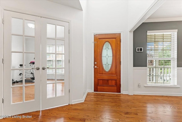 9311 Artis Way, Louisville, KY 40291 - foyer entrance featuring wood finished floors, french doors, and crown molding