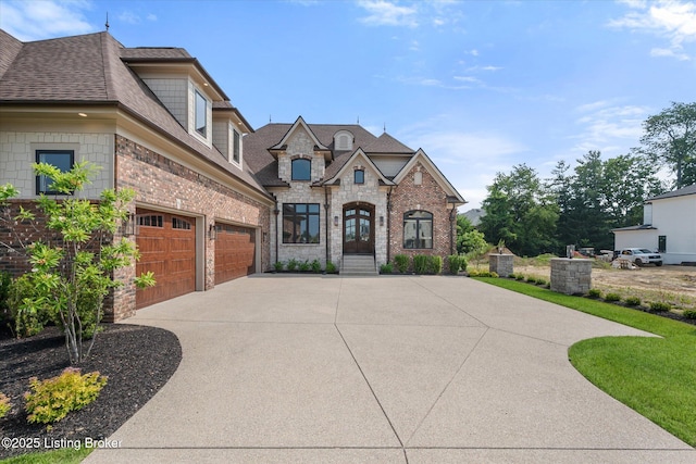 6511 Rosecliff Ct, Prospect, KY 40059 - french country home with driveway, roof with shingles, brick siding, and stone siding