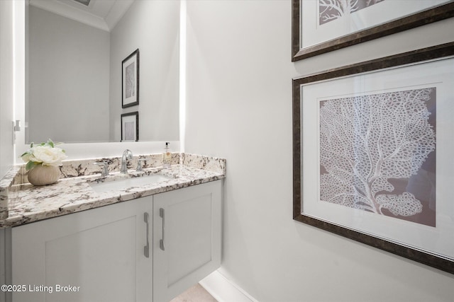 6511 Rosecliff Ct, Prospect, KY 40059 - bathroom with ornamental molding and vanity