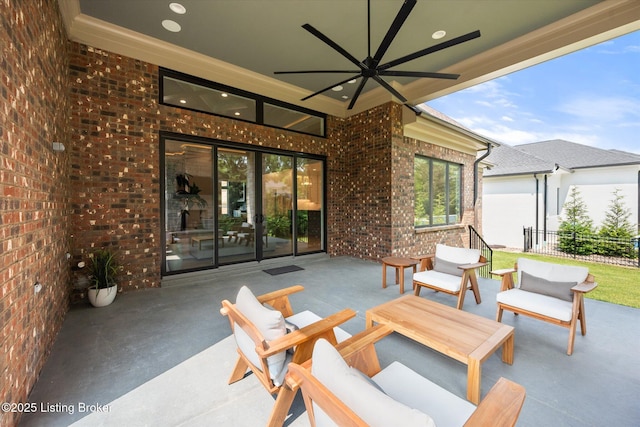 6511 Rosecliff Ct, Prospect, KY 40059 - view of patio / terrace with ceiling fan and an outdoor living space