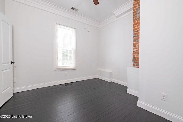 631 Lynn St, Louisville, KY 40217 - unfurnished room featuring ornamental molding, dark wood finished floors, and a ceiling fan