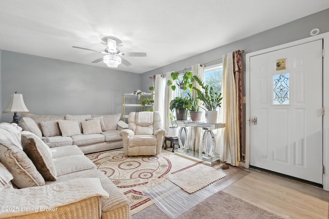 9903 Ponder Ln, Louisville, KY 40272 - living area featuring light wood-style flooring and a ceiling fan