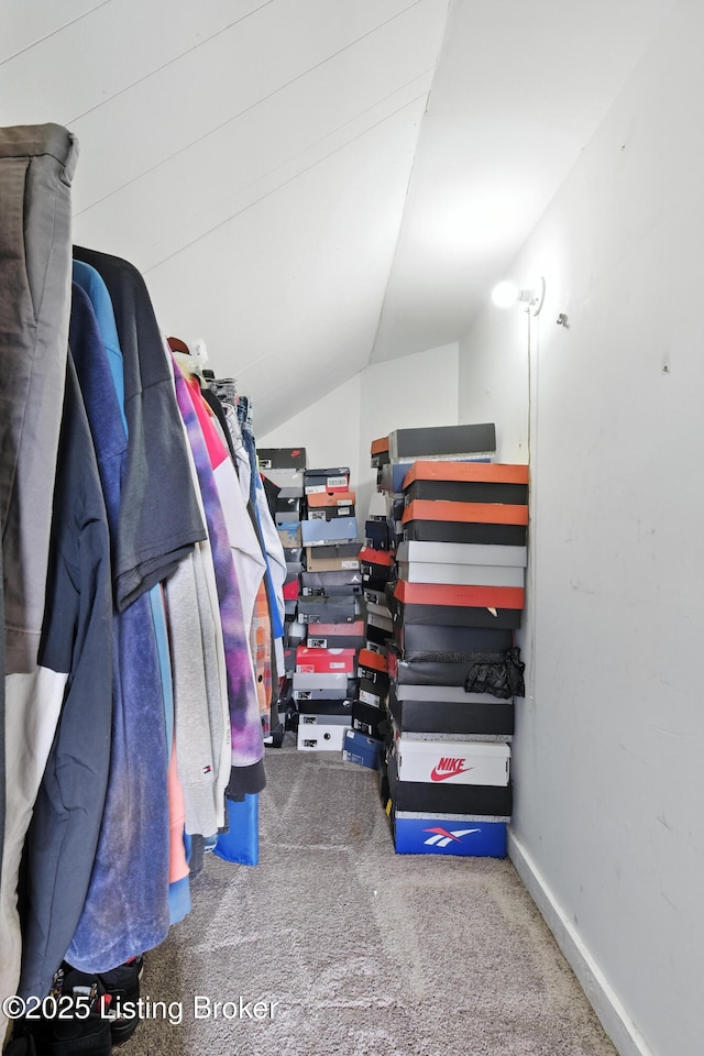9903 Ponder Ln, Louisville, KY 40272 - walk in closet featuring carpet floors and lofted ceiling