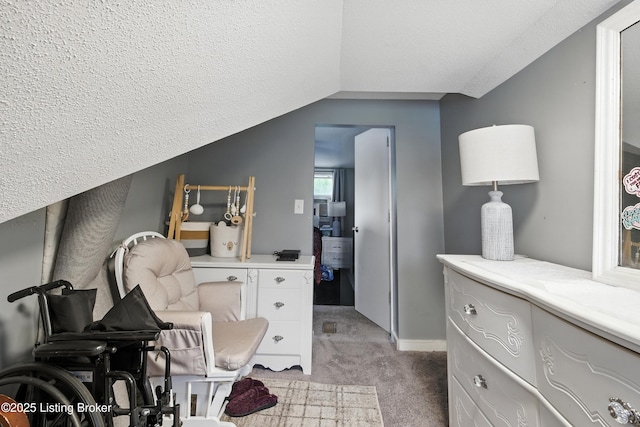 9903 Ponder Ln, Louisville, KY 40272 - office area with light carpet, lofted ceiling, and a textured ceiling