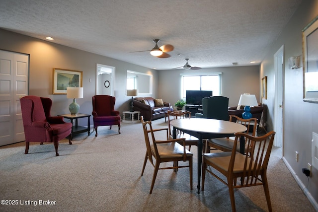 4180 Lyndon Way Unit 409, Louisville, KY 40207 - carpeted dining space featuring ceiling fan, a textured ceiling, and recessed lighting